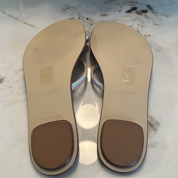 EUC J.CREW Isla Crosshatch Iridescent Two Strap Sandal - Size 11 - Picture 3 of 7